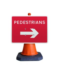 Pedestrians Right Cone Sign
