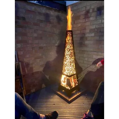 Laser Cut Steel Chimenea - Climbing Ivy Design