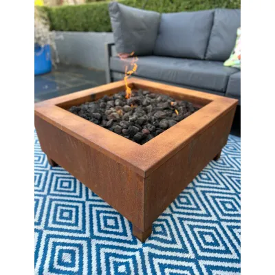 Corten Steel Square Gas Fire Pit