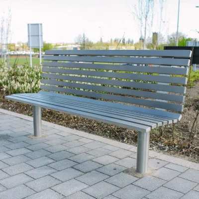 Slatted Steel Seat With Backrest Slatted Steel Seat With Backrest